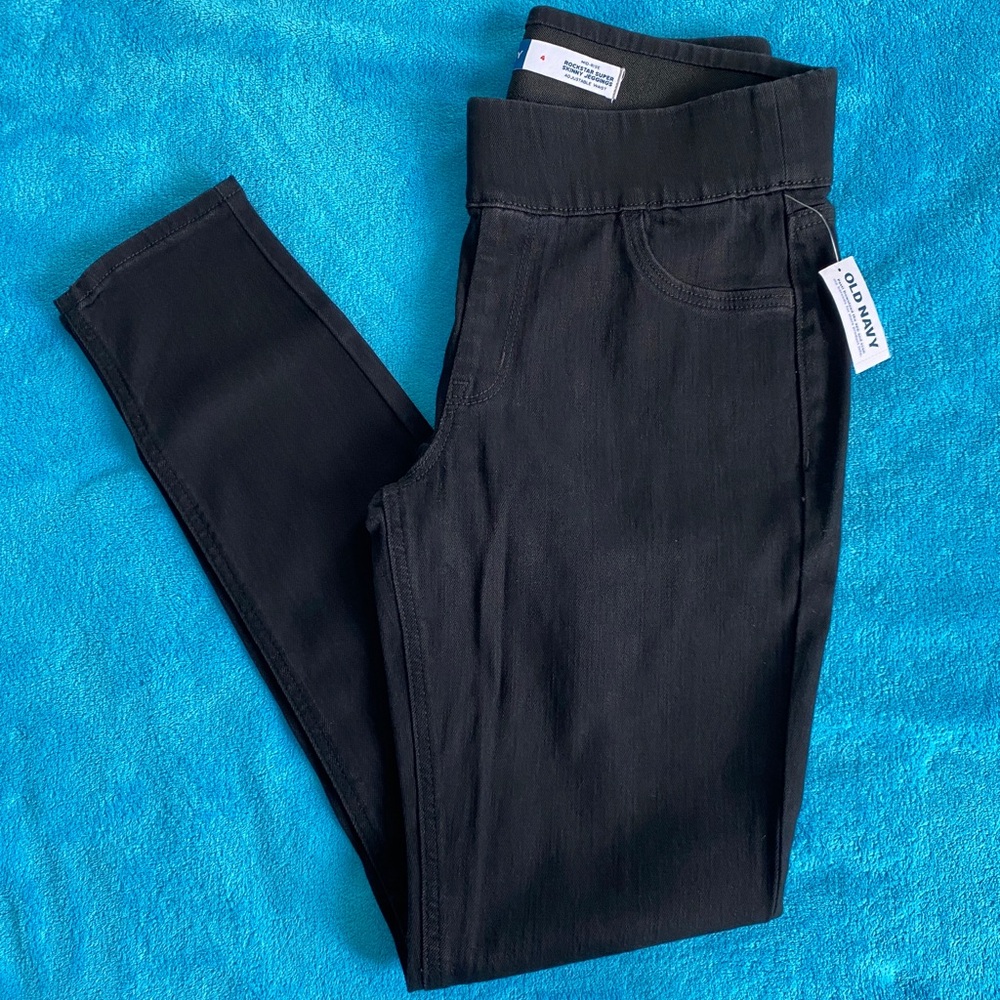 Old Navy Black Mid-rise Rockstar Super Skinny Jeggings